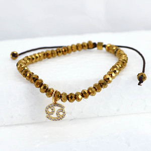 Cristal con cuentas piedra <span class=keywords><strong>signo</strong></span> encanto mujeres chinas ajustable chapado <span class=keywords><strong>en</strong></span> oro <span class=keywords><strong>signo</strong></span> del zodiaco símbolo encanto pulsera - Product Image 4
