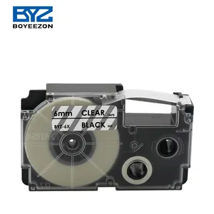 Boyeezon Compatibel Label Tape 6Mm Zwart Op Helder Cassette Lint Compatibele Originele XR-6X Casio Ez Label Printer