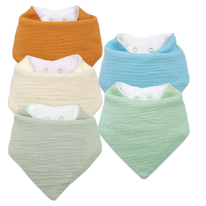 Bandana Bayi Segitiga Lembut, Bib Anti Air Liur Warna Solid Bahan Muslin dengan Kancing, Dapat Dicuci, Dapat Disesuaikan untuk Bayi Laki-laki dan Perempuan yang Sedang Tumbuh Gigi - Product Image 4