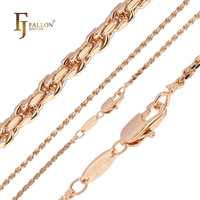 Catena a corda piatta martellata da 2 mm FJ Fallon Fashion Jewelry placcata in ottone con base in oro 14 carati