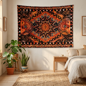 Tapiz de Pared con Estampado Floral de Poliéster, Estilo Bohemio, Decoración Rectangular, Impresión Digital, Patrón Tejido - Product Image 5