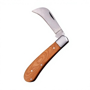 Ensemble de couteaux de camping DIY OEM avec manche en bois, lame en acier KELPEI, design à pointe clip, étui en cuir, outil de survie en plein air - Product Image 3