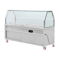 Garde-éternuement en verre et porte coulissante en verre Style comptoir Réchauffeur d'aliments 4 casseroles électrique pas de chauffage de l'eau Réchauffement à sec Bain Marie