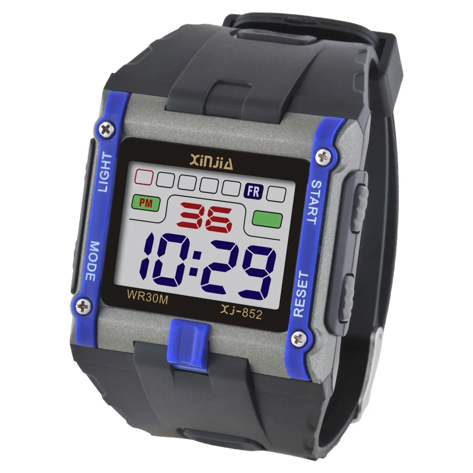 2013 XINJIA nuevo reloj Digital de los hombres del reloj del deporte rectángulo forma r 30M impermeable reloj de pulsera