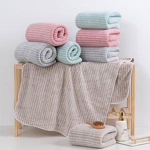 Toalla de Baño Grande para Parejas, de Felpa de Coral, Suave, Gruesa, Cómoda, Absorbente, a Rayas, para Uso Doméstico, para Hombre y Mujer - Product Image 2