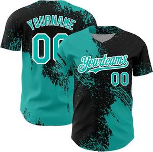 Camisetas de béisbol personalizadas, camisetas de béisbol de Hip Hop personalizadas con botones en rojo y azul marino, logotipo de número de nombre cosido para jóvenes unisex - Product Image 1