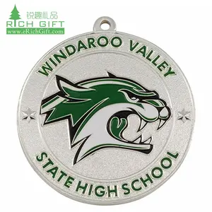 Manufacturer in china custom metal zinc alloy graduation medallion enamel sports school medals with ribbon