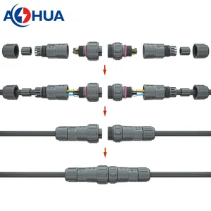 AHUA Male Female IP67 IP68 1.0 0.75 Mm Wire Power Cable 12 Volt 3 Pin Waterproof Connector
