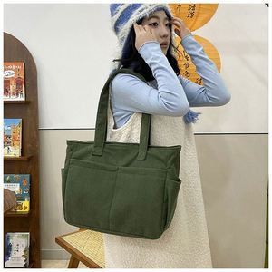 Bolso Tote de Pana Estilo Literario para Mujer 2025, Bolso de Hombro Minimalista y Sencillo - Product Image 3