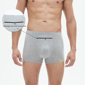 Hygieia 남성용 코튼 복서 반바지 지퍼 포켓 및 도난 방지 기능 미드 라이즈 Calzoncillos Y 복서 맞춤형 - Product Image 2