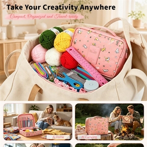LQ260929Aeelike <b>Crochet</b> Kit for Beginners- Ideal DIY Craft Gift Women, | Starter Kits with Yarn, <b>Ergonomic</b> <b>Hooks</b> Storage Case - Product Image 6