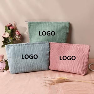 Corduroy Makeup Bag Custom Logo Multi Color Travel Cosmetic Storage Pouch Portable Skincare Wash Organizer <b>Purse</b> - Product Image 1