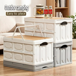 1 boîte de rangement pour camping en plein air avec poignée, boîte de rangement pliable, boîte de rangement portable pour camping et pique-nique, bagages de voiture - Product Image 1