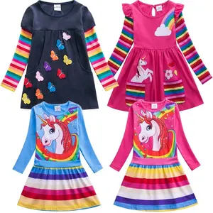 Cô Gái Đảng Dresses Hồng Cầu Vồng Unicorn Váy In Sơ Mi Tween Ngủ Trẻ Em Áo Ngủ Trẻ Em Pijama Night Dress