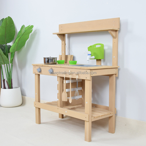 Cocina de Jardín de Madera con Pizarra, Fregadero, Utensilios y Estantes de Almacenamiento - Cocina de Juego para Niños para el Patio Trasero, para Juegos Imaginativos - Product Image 2