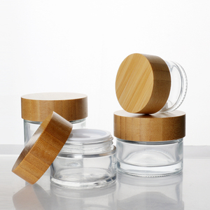 free sample glass jar containers bamboo cream jar frosted glass jar with bamboo wooden lid
