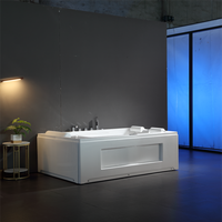 Baignoire SPA autoportante en acrylique pour 2 personnes, 1,9 m rectangulaire, avec rideau d'eau, massage corporel apaisant pour appartement