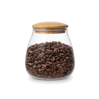 Grand pot de conservation en verre borosilicate 800 ml (27,05 oz) avec couvercle en bois, boîte à café et thé hermétique, récipient alimentaire, organisateur de garde-manger
