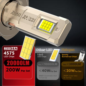 Супер яркие светодиодные фары REDSEA R20 200 Вт 20000LM Luces Led H4 светодиодные фары H1 H4 H7 H11 9005 9006 H7 светодиодные фары лампы - Product Image 2