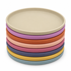 Assiette ronde <span class=keywords><strong>en</strong></span> <span class=keywords><strong>silicone</strong></span> de couleur unie, certifiée LFGB, sans BPA, bord antidérapant, réutilisable, plateau de service alimentaire pour la cuisine - Product Image 2
