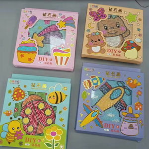 Kits de peinture diamant 5D pour enfants, 16 motifs, y compris papillon, crème glacée, abeille, fusée, champignon, ours, kits de mosaïque en plastique - Product Image 1