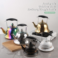 Bouilloire à café moderne et élégante, style rétro, en acier inoxydable, avec bec col de cygne, revêtement émaillé coloré et filtre