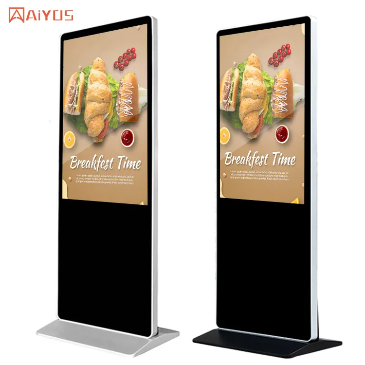 43 55 Inch Android Wifi Super Slim Floor Stand LCD Floor Standing Digital Signage Screen Display Splicing Screen For Advertising
