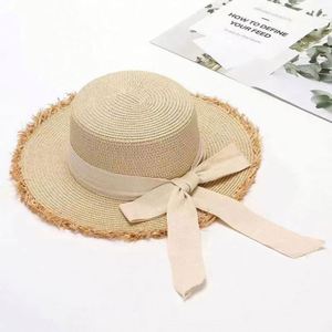 Wholesale Female Bow Large Brim Sun Beach <b>Hat</b> <b>Flat</b> Top Women's Summer <b>Hat</b> Raffia Straw <b>Hats</b> - Product Image 2