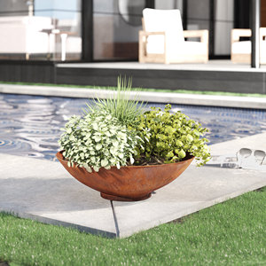 Grand pot de fleurs moderne en acier corten - Product Image 4