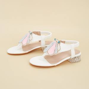 Chaussures décontractées pour filles : Nouveauté Printemps 2026 – Sandales à talons de princesse avec perles et strass, semelle en caoutchouc - Product Image 3