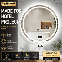 Miroir de salle de bain rond avec haut-parleur Bluetooth, éclairage LED et verre trempé pour toilettes