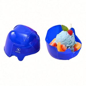 Gobelets à dessert miniatures en plastique écologiques personnalisés, en forme de casque de hockey, avec logo imprimé sur mesure, capacité de 15 oz, pour la crème glacée - Product Image 1