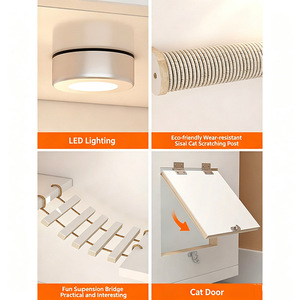 Grande cage à <span class=keywords><strong>chat</strong></span> en bois durable, multi-étages, avec maisonnette intégrée et espace pour litière - Product Image 2