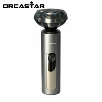 ORCASTAR Kit de toilettage 3-en-1 haute performance pour hommes : tondeuse rotative électrique 2 vitesses pour barbe et poils du nez avec écran LED