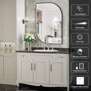 <span class=keywords><strong>Miroir</strong></span> de salle de bain LED vintage minimaliste moderne avec halo frontal et commande tactile pour coiffeuse, hôtel, salle de maquillage, chambre à coucher - Vente en gros - Product Image 3