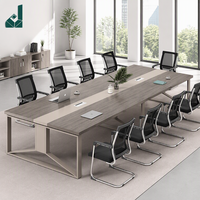 Table de conférence moderne en MDF pour 10 personnes, salle de réunion, forme oblongue, ensemble de bureau et de chaises de réception