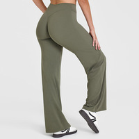 Legging de yoga évasé taille haute nude pour femme avec logo personnalisé, extensible dans les 4 sens, en Spandex/Nylon, idéal pour la danse et le fitness décontracté