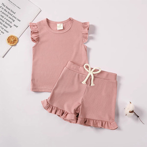 Nouvel ensemble d'été pour filles, style coréen, hauts sans manches et shorts, tenue 2 pièces, vêtements mignons et tendance pour bébés filles - Product Image 4