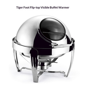 Réchaud de buffet électrique transfrontalier en acier inoxydable or/argent avec couvercle entièrement rabattable pour le petit-déjeuner et l'hôtellerie - Product Image 2