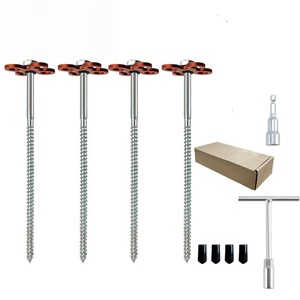 <b>Tent</b> Pegs Stainless Steel 15 In Outdoor Camping Stakes All Seasons DIY Use Metal Handle Cardboard Packaging - Product Image 1