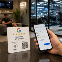 Carte de menu de table en PVC époxy Newbega personnalisée avec puce RFID NTAG213, mini-étiquette et code QR pour les réseaux sociaux et les avis