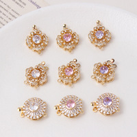 Hertiny Fermoir rond floral en zircon plaqué or 14 carats avec perle |   Connecteurs pour bracelets et colliers DIY, fournitures pour la fabrication de bijoux