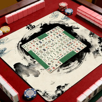 Housse de table réversible antidérapante pour jeux de cartes Mahjong, accessoire de jeu portable et pratique pour les voyages, tapis de Mahjong double face