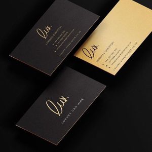 นามบัตรธุรกิจสุดหรูแบบสั่งทำพิเศษ ผลิตจากกระดาษอาร์ต ใช้เทคนิคการพิมพ์แบบเลตเตอร์เพรส พร้อมโลโก้แบบกำหนดเองที่มีสีทอง - Product Image 2