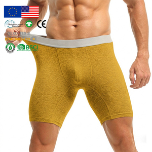 Caleçons et boxers pour hommes en mélange personnalisé, jaune moutarde, coton extensible, taille mi-haute, doux et respirant pour l'été - Product Image 1