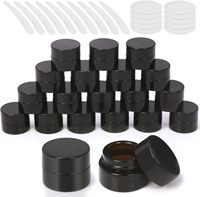 Pot en verre noir de 5 ml avec bouchon noir, vide, rechargeable, pour échantillons de maquillage, crème pour le visage, lotion, crème pour les yeux