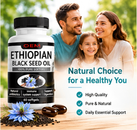 Capsules de Gélules d'Huile de Nigelle Éthiopienne 800mg Soutien Immunitaire Antioxydant Pressé à Froid Non-OGM Herbacéen 60 unités OEM/ODM 24 Mois