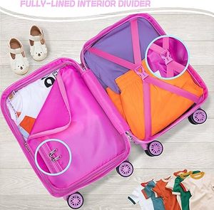 Ensemble de bagages pour enfants, ensemble de 2 <span class=keywords><strong>valises</strong></span>, <span class=keywords><strong>valises</strong></span> rigides avec roulettes pivotantes, bagages à main pour filles, valise à roulettes pour tout-petits - Product Image 6