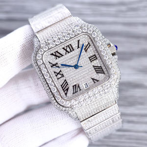 Montre de luxe personnalisée en or 18 carats avec diamants carrés et moissanite pour homme, fabriquée en usine OEM - Product Image 6