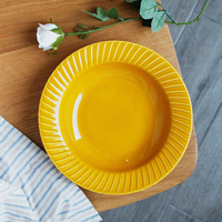 Assiettes à soupe rondes en céramique, vente en gros, design moderne, bon marché, multicolores, rondes et profondes, vaisselle, 1 ensemble